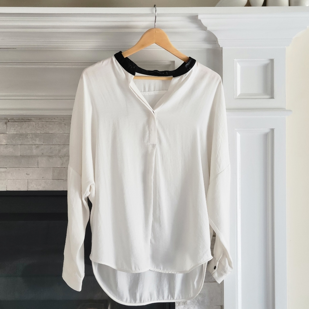 William Rast Oversized Silky Layered Party Blouse Top White M